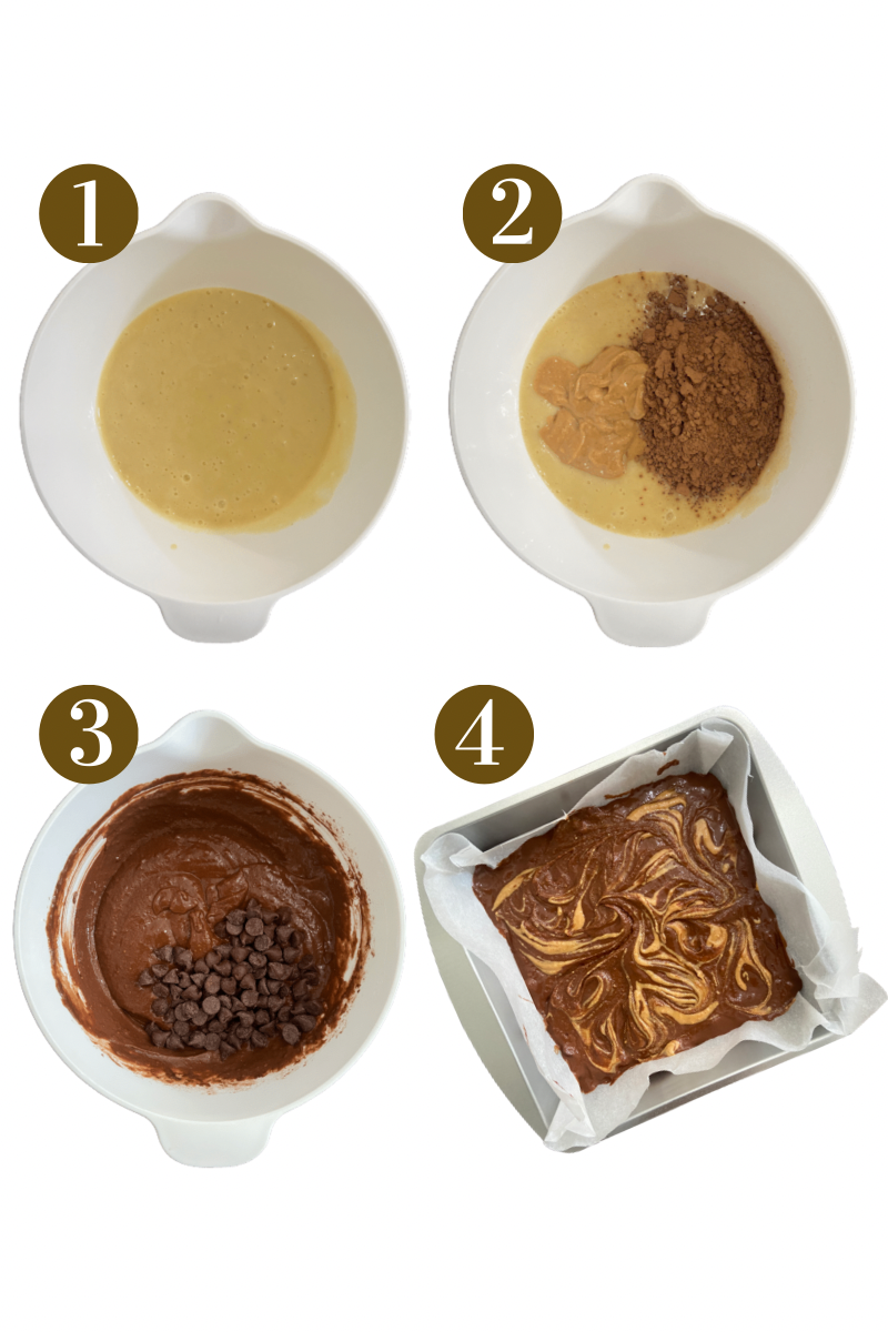 Steps to make 3-ingredient banana brownies. Specifics provided in recipe card.