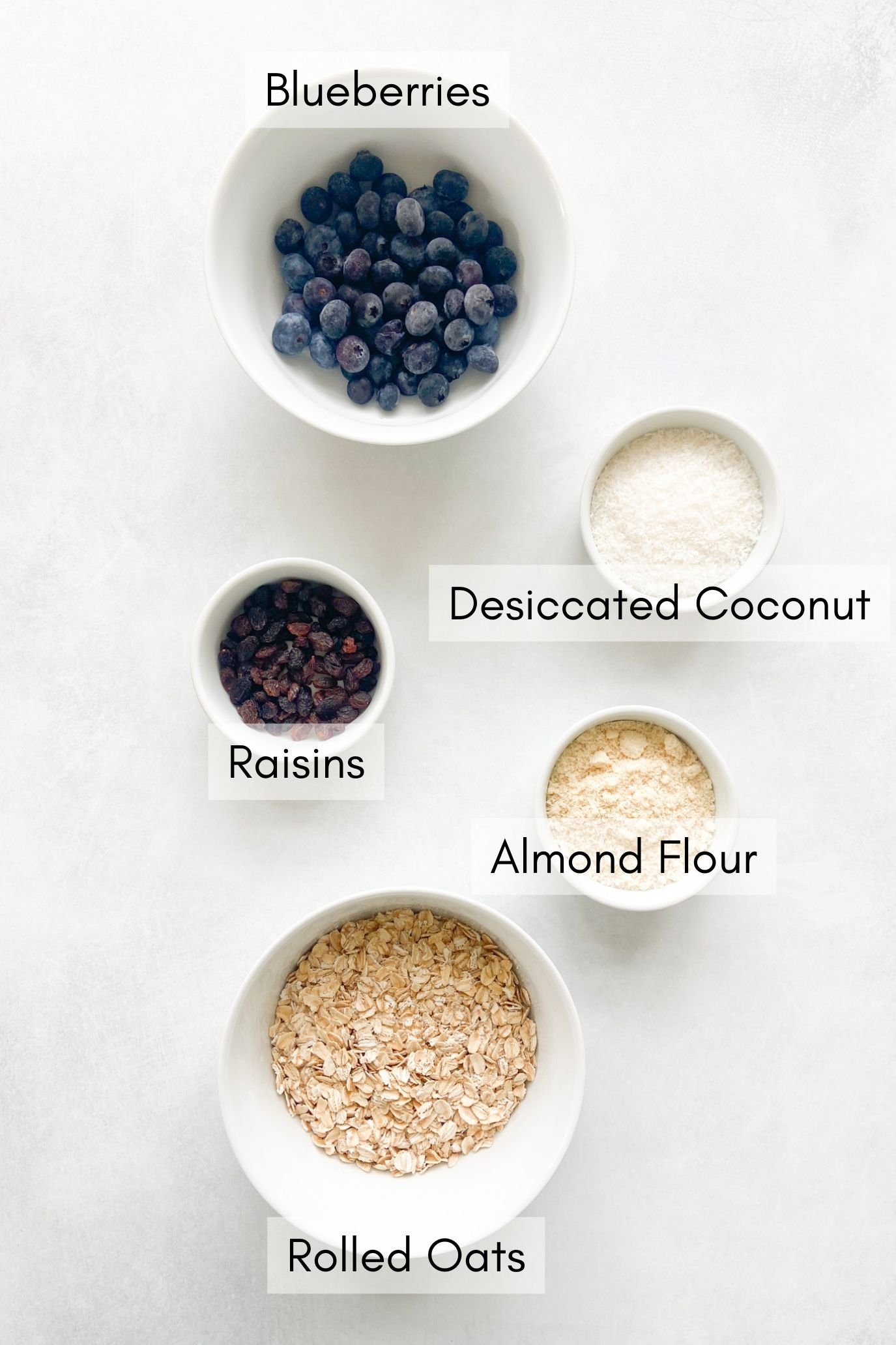 Ingredients to make berry bliss balls.