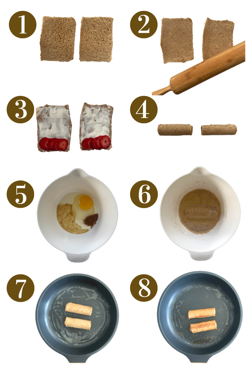Step by step photos demonstrating how to make strawberry cheesecake rollups. Specifics provided in recipe card.