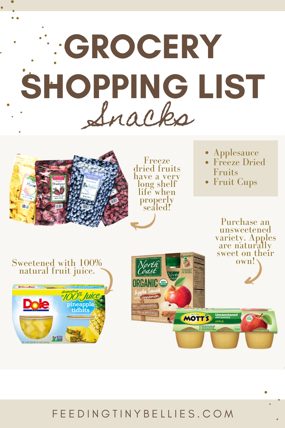 Baby-led weaning grocery stopping list - snacks