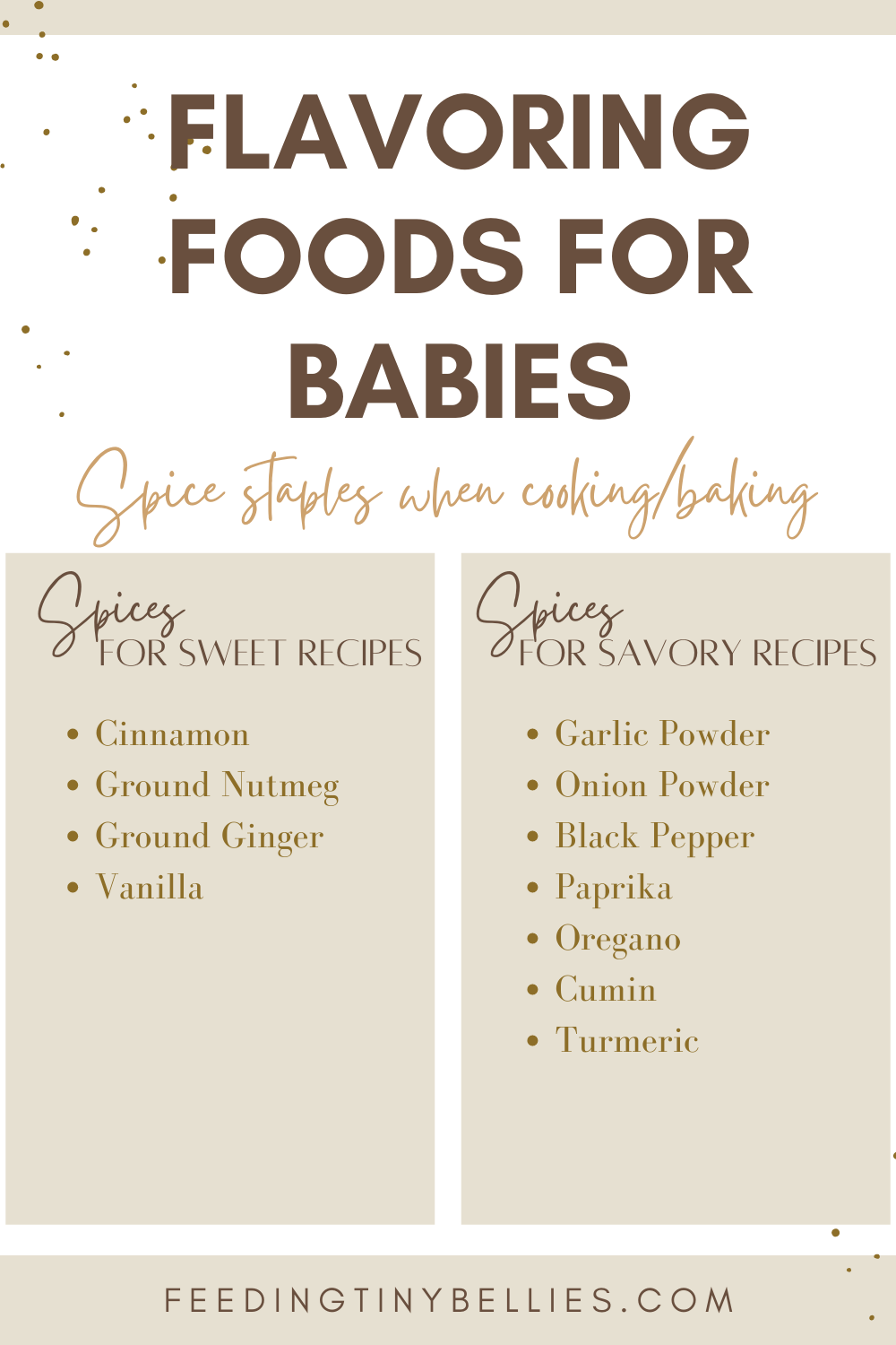 Flavoring foods for babies - Spice staples when cooking/baking