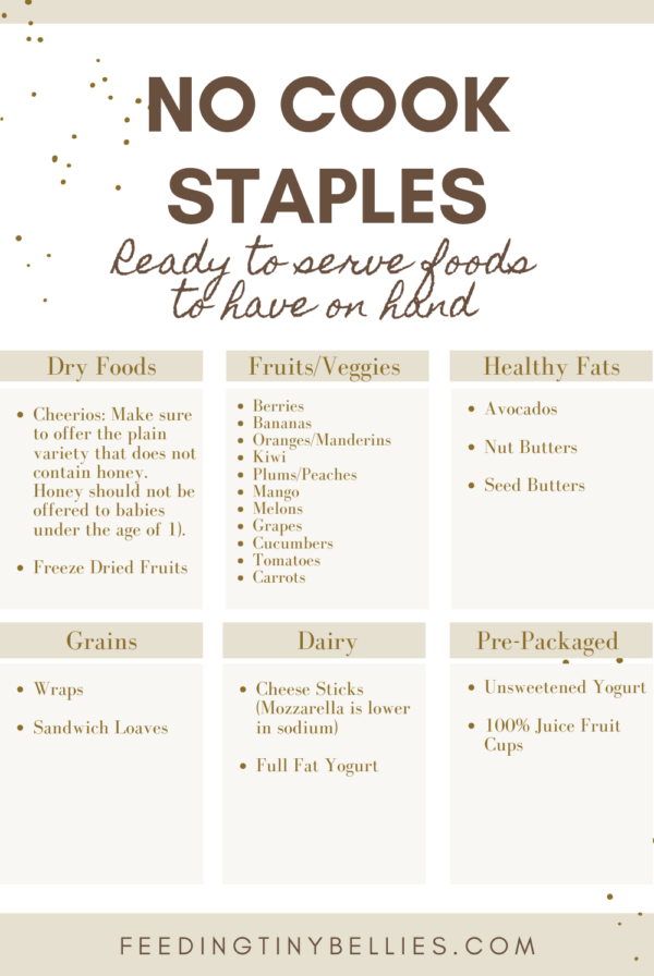 No cook staples - Ready to serve foods to have on hand
