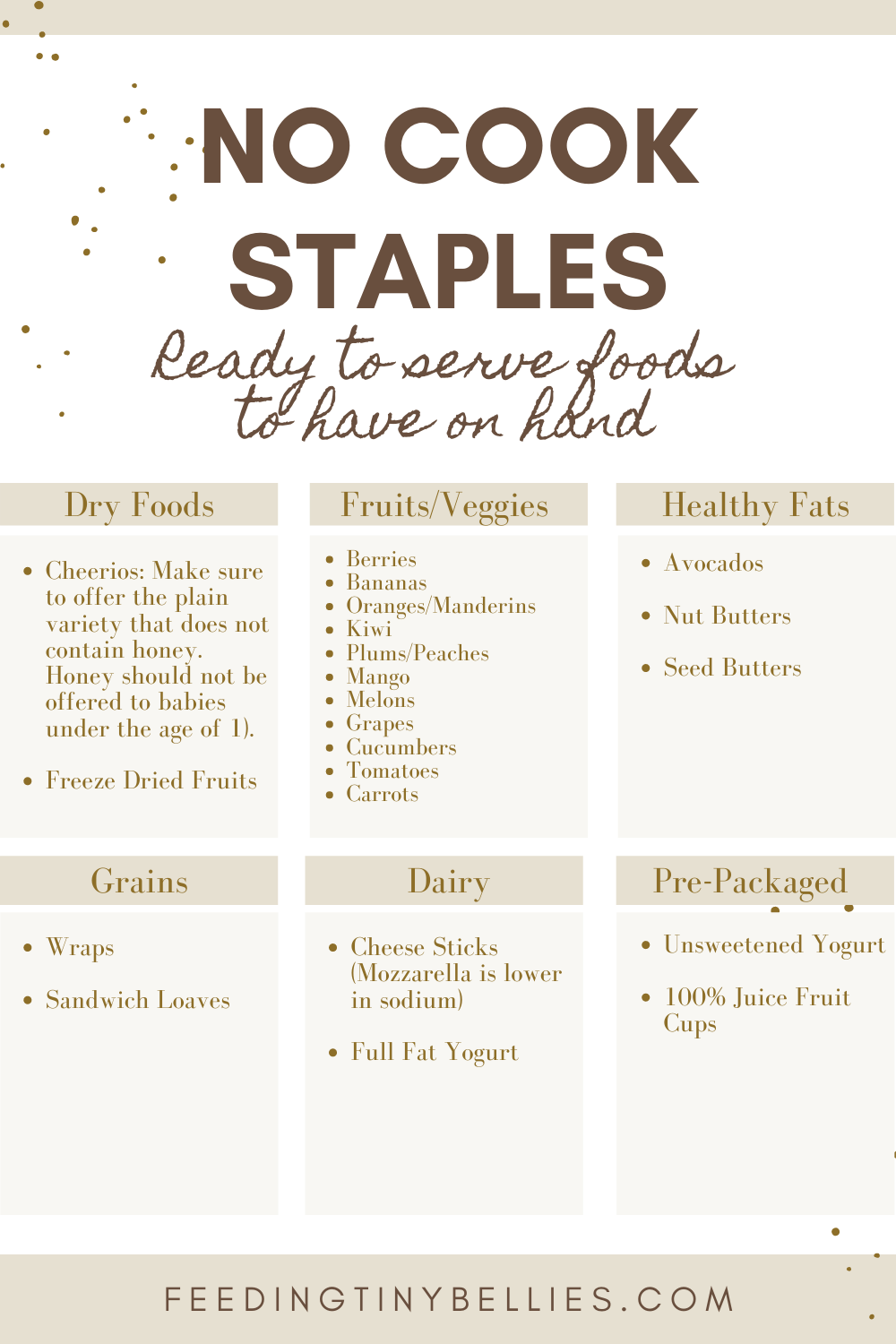 No cook staples - Ready to serve foods to have on hand