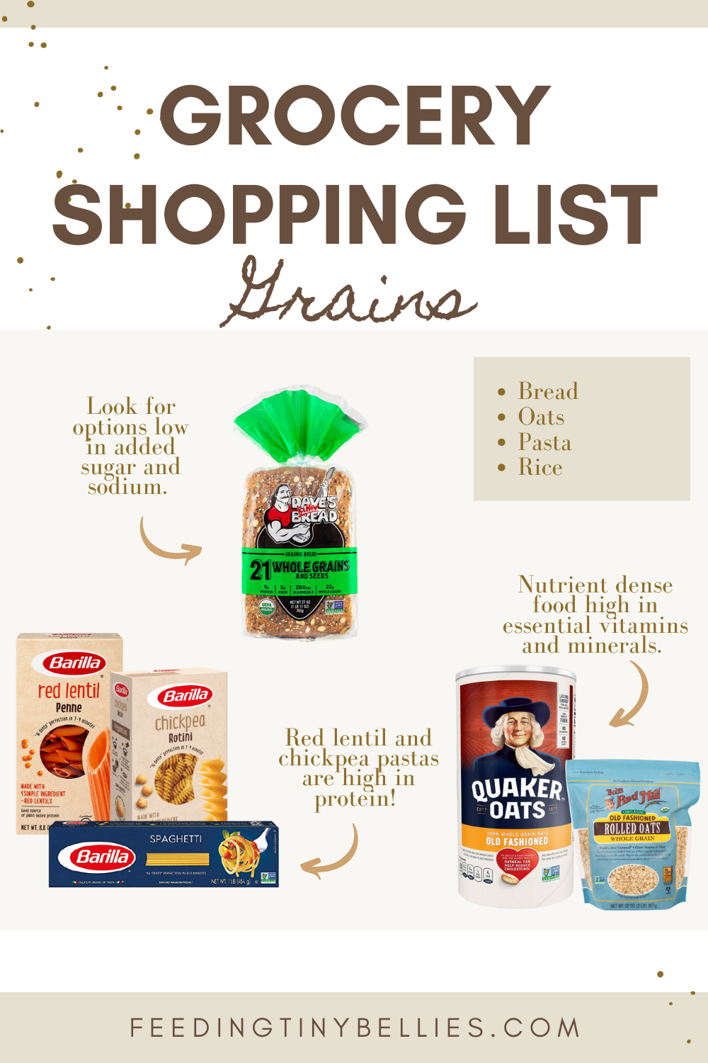 Baby-led weaning grocery stopping list - grains
