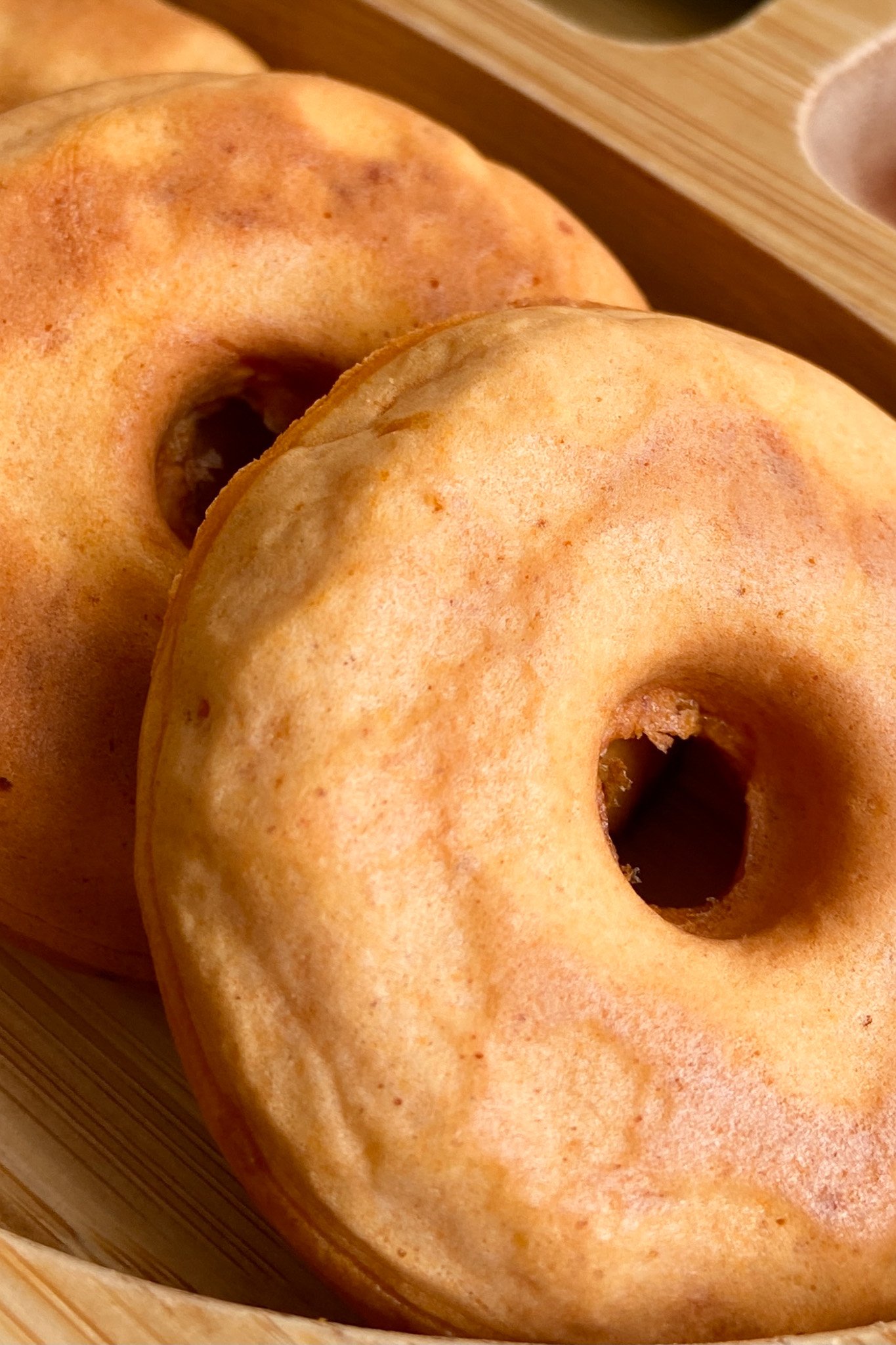 Pizza donuts served on a wooden plate