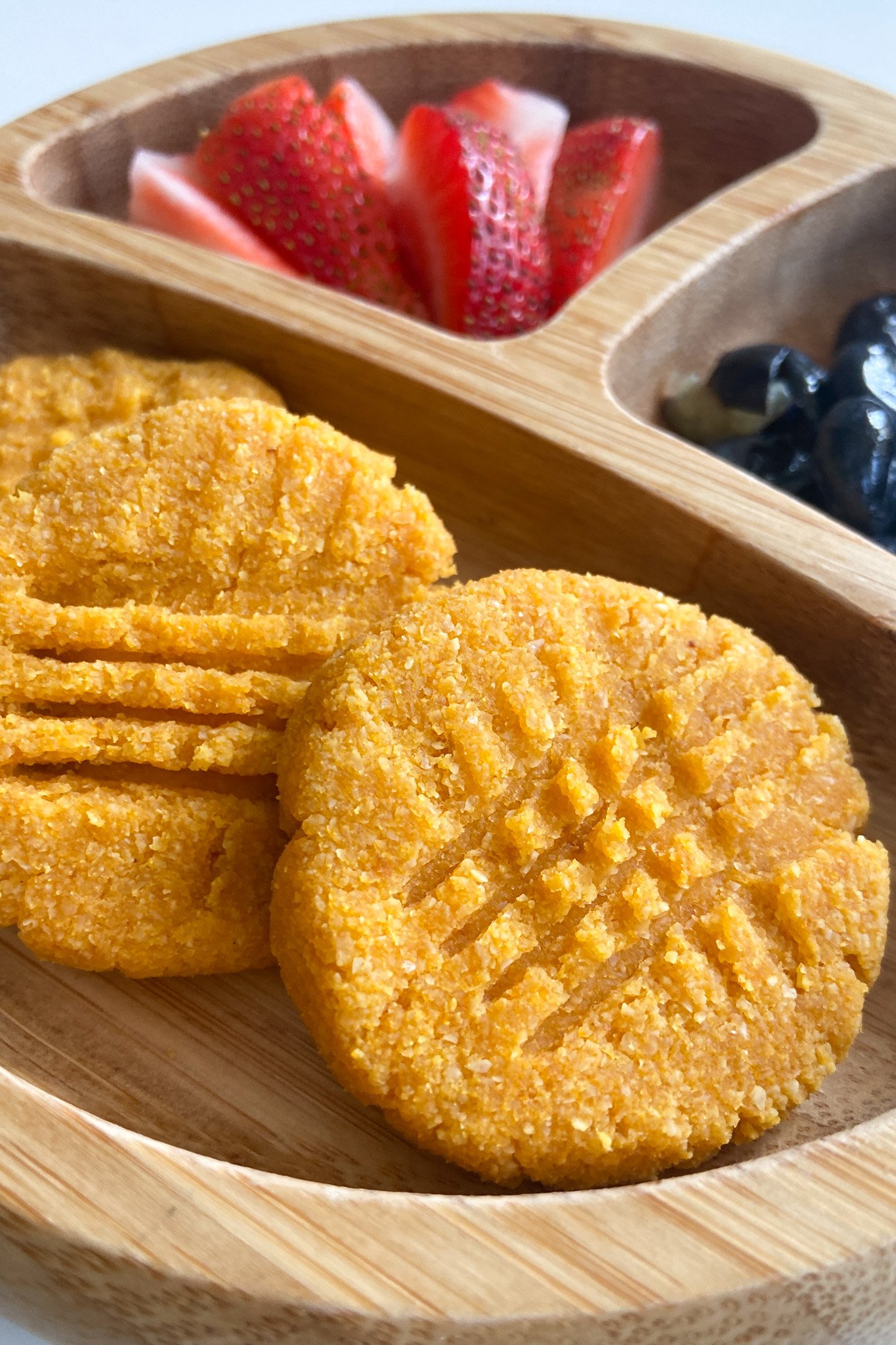 Pumpkin banana cookies served with strawberries and blueberries