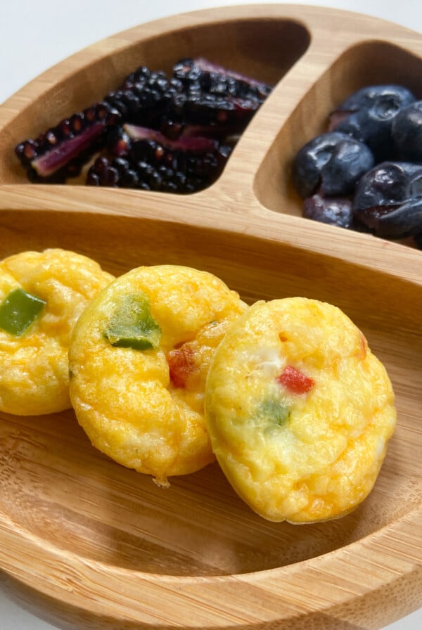 Egg bites served with blackberries and blueberries