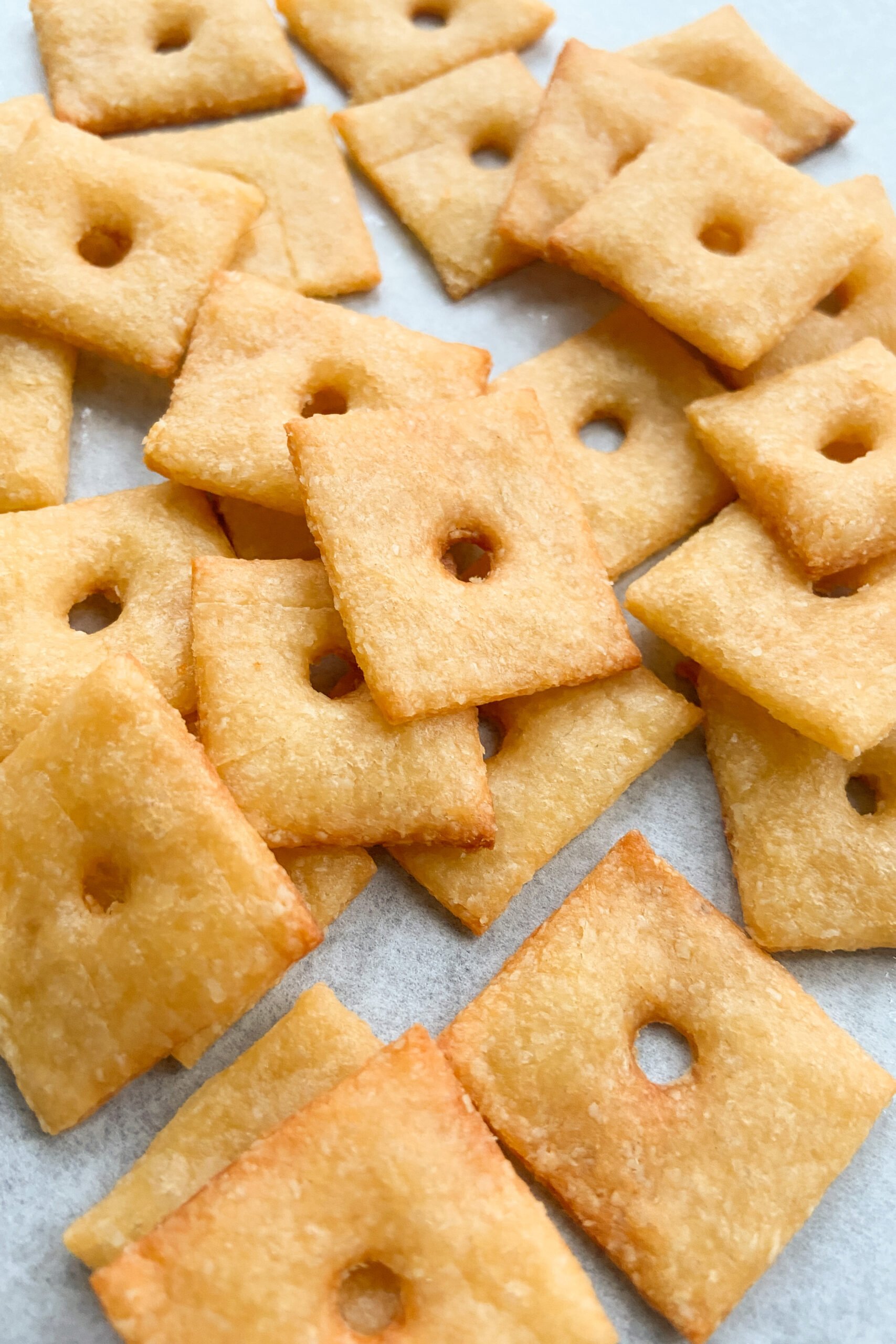 Homemade cheez-it crackers fresh out of the oven