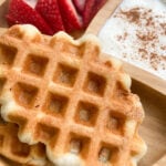 Stuffed croffles served with strawberries and yogurt