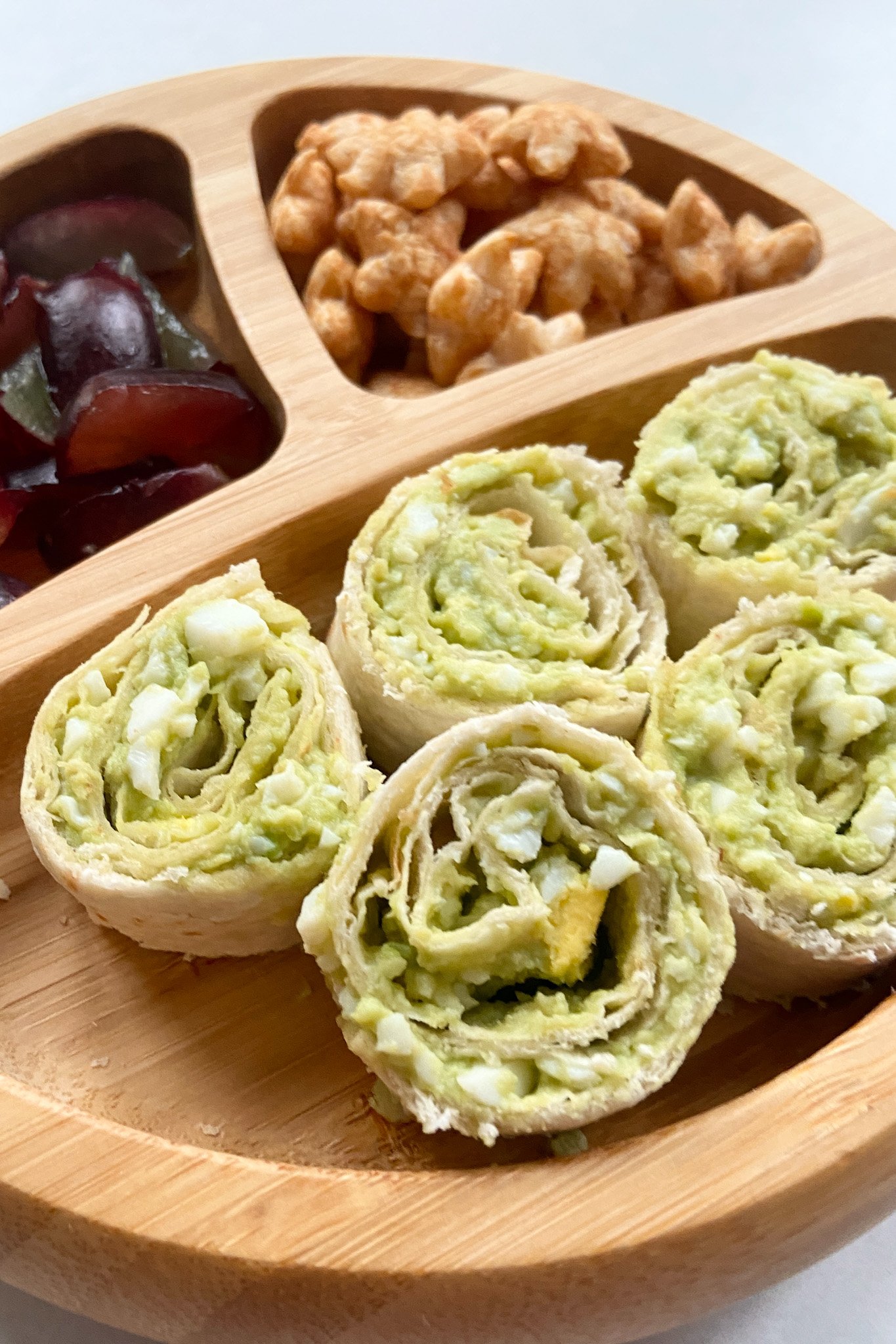 Avocado egg salad rollups - vegetarian toddler meals