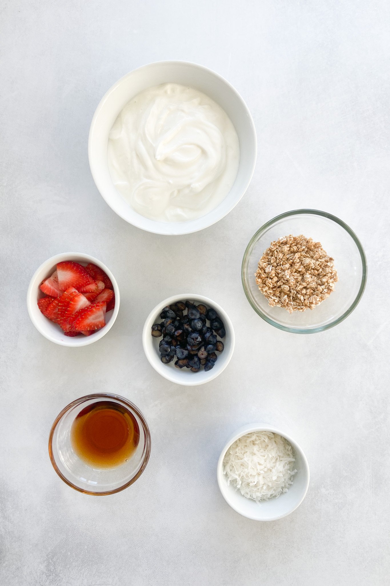 Ingredients to make frozen yogurt bark