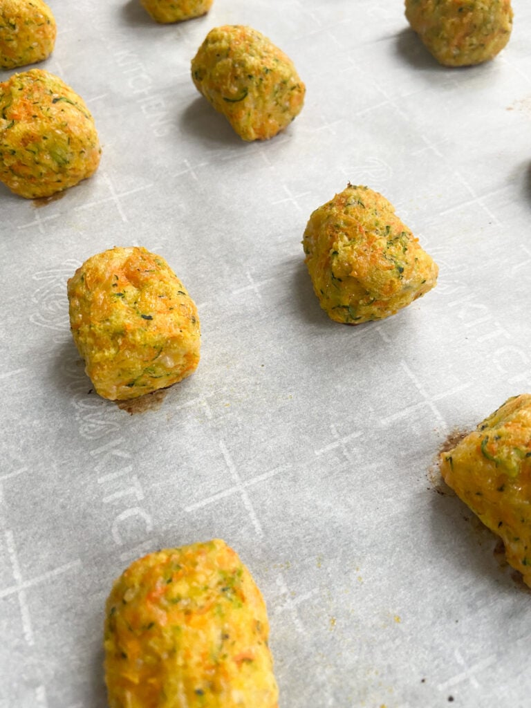Zucchini carrot tots fresh out of the oven