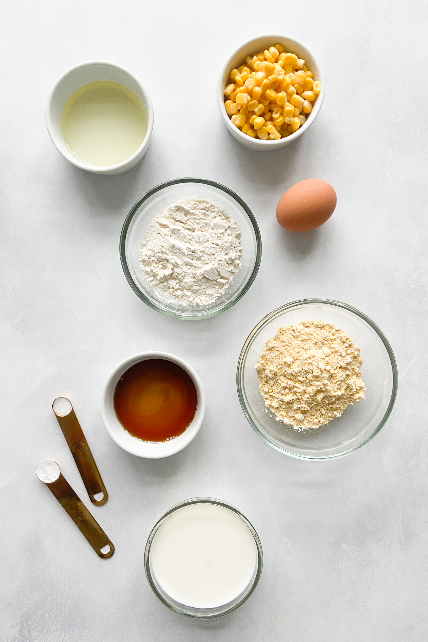 Ingredients to make mini corn muffins