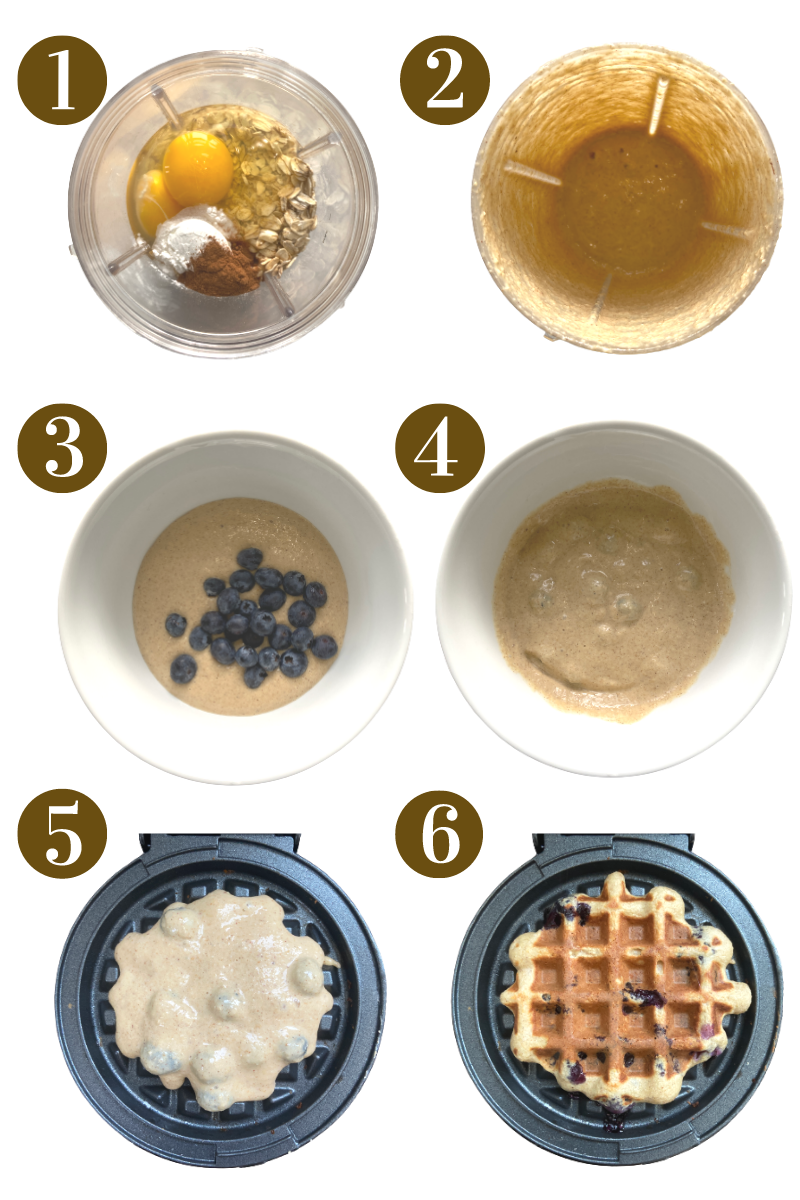 Steps to make blueberry banana waffles