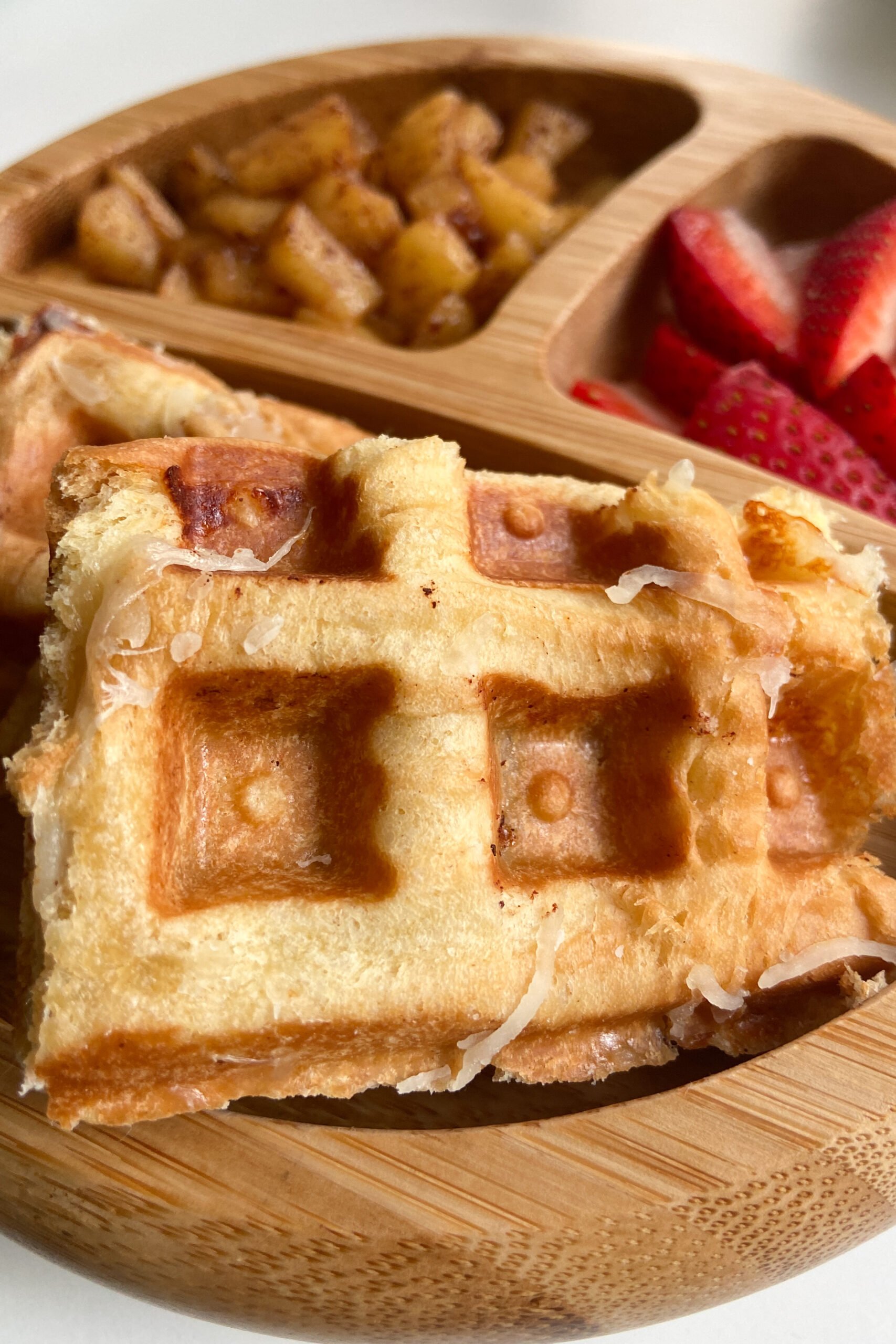 Waffle sandwich served with fruits