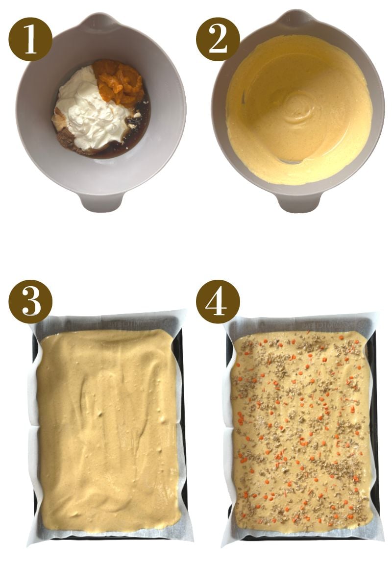 Steps to make pumpkin yogurt bark.