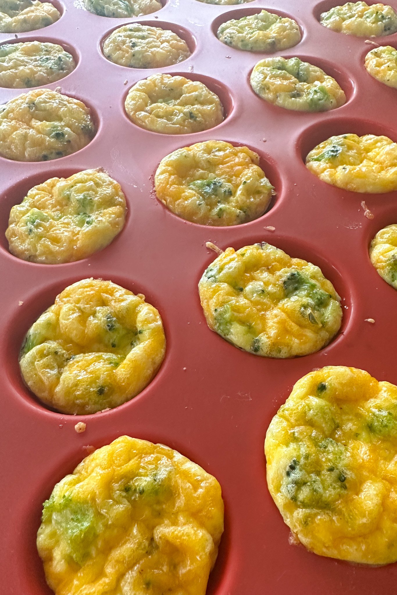 Broccoli egg bites freshly baked.