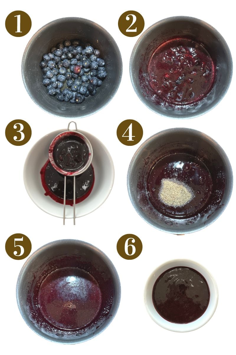 Steps to make blueberry chia jam.