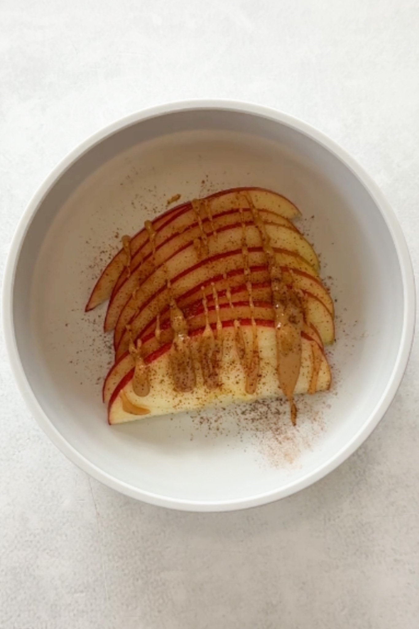 Apples with peanut butter and cinnamon.