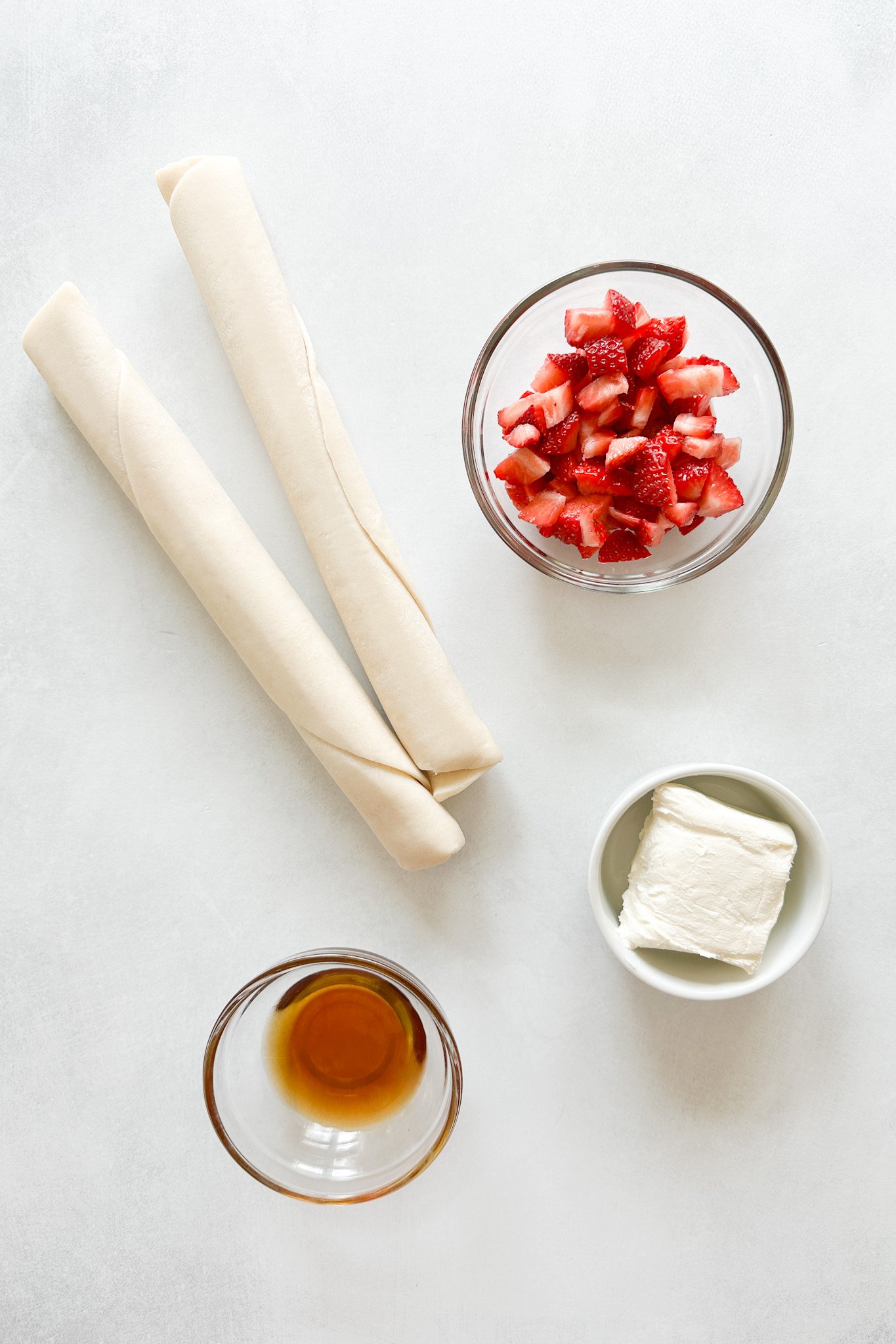 Ingredients to make strawberry cream cheese hand pies.