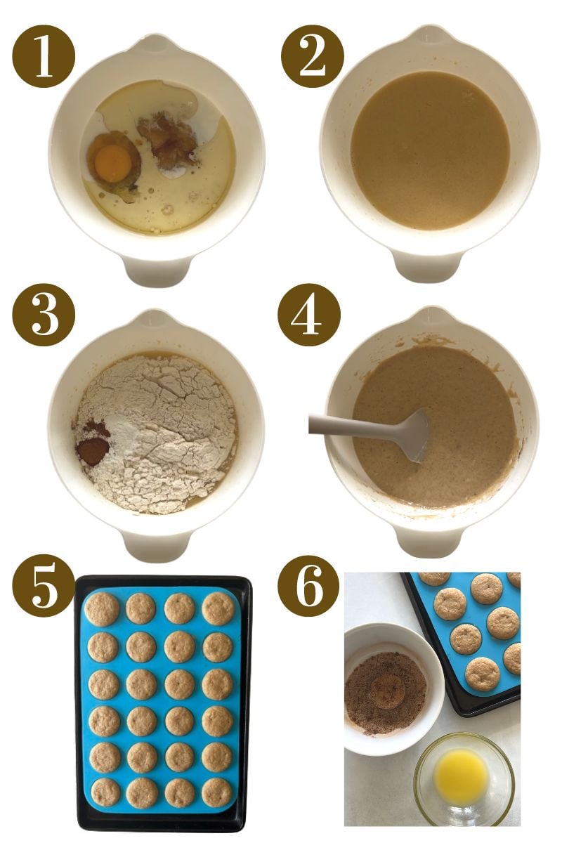 Steps to make cinnamon muffins.