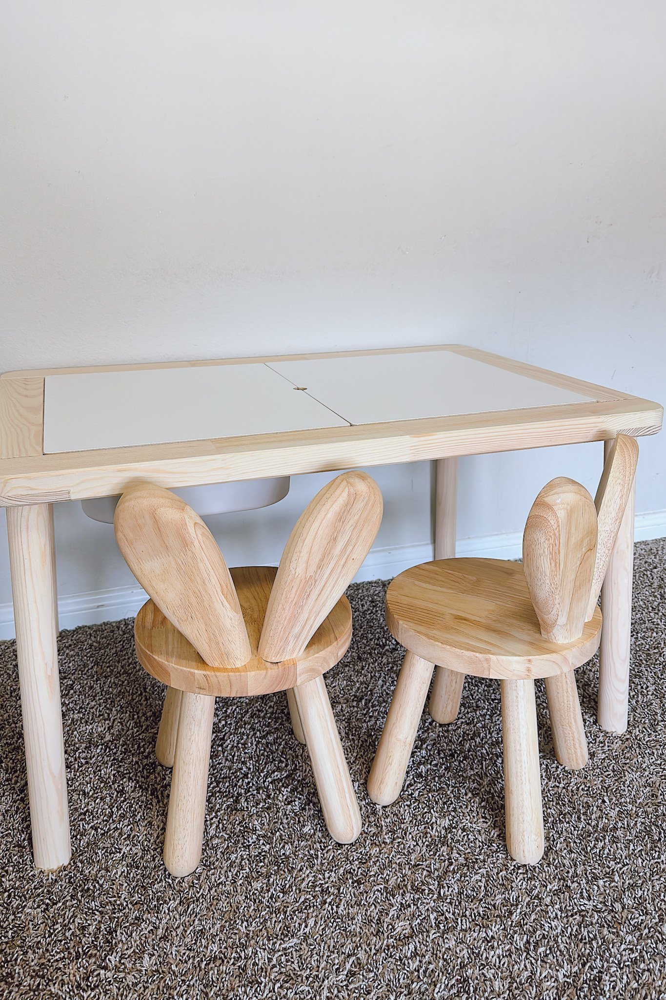 Bunny stools with Ikea Flisat table.