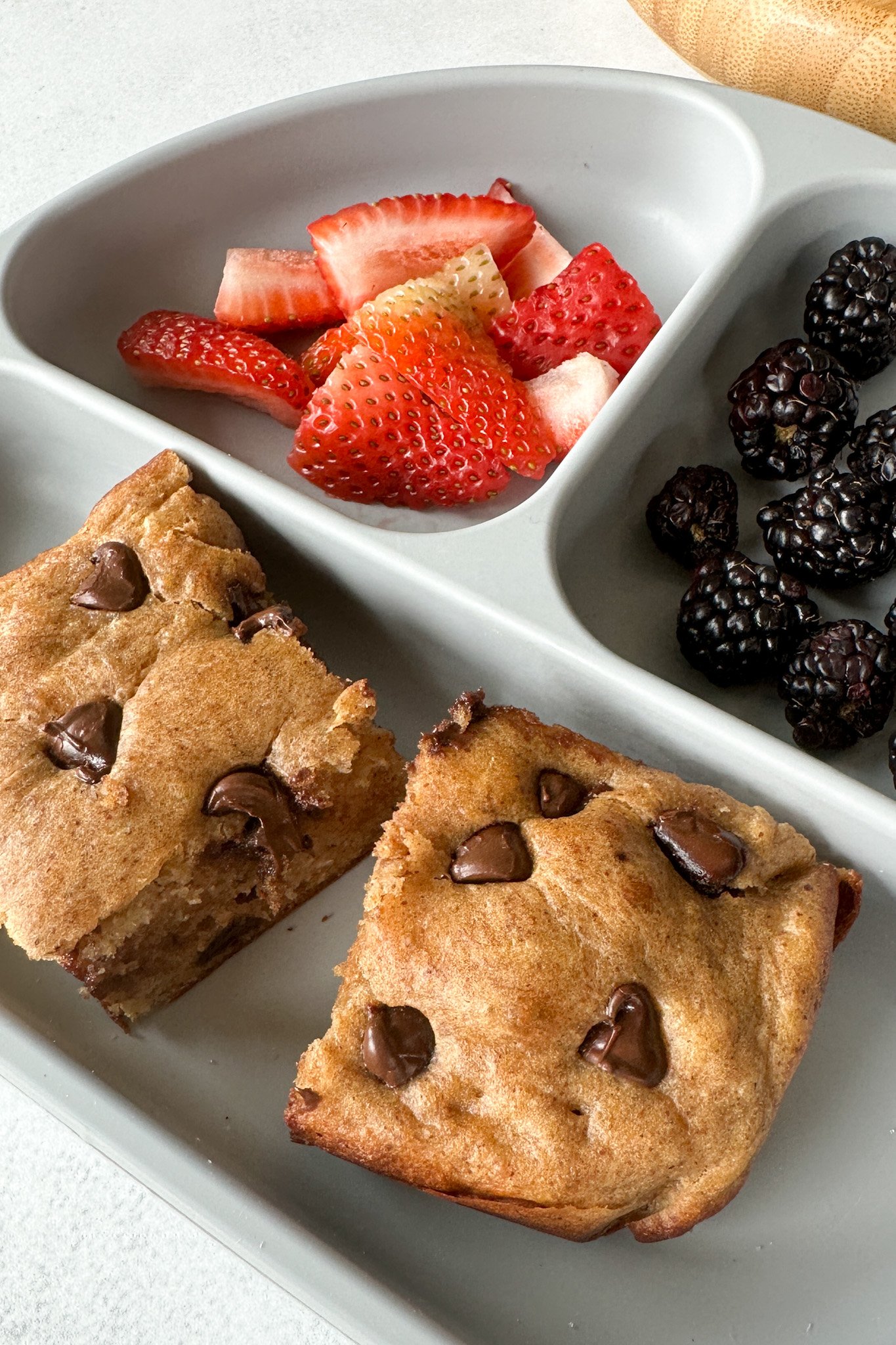 Flourless banana cake served with berries.