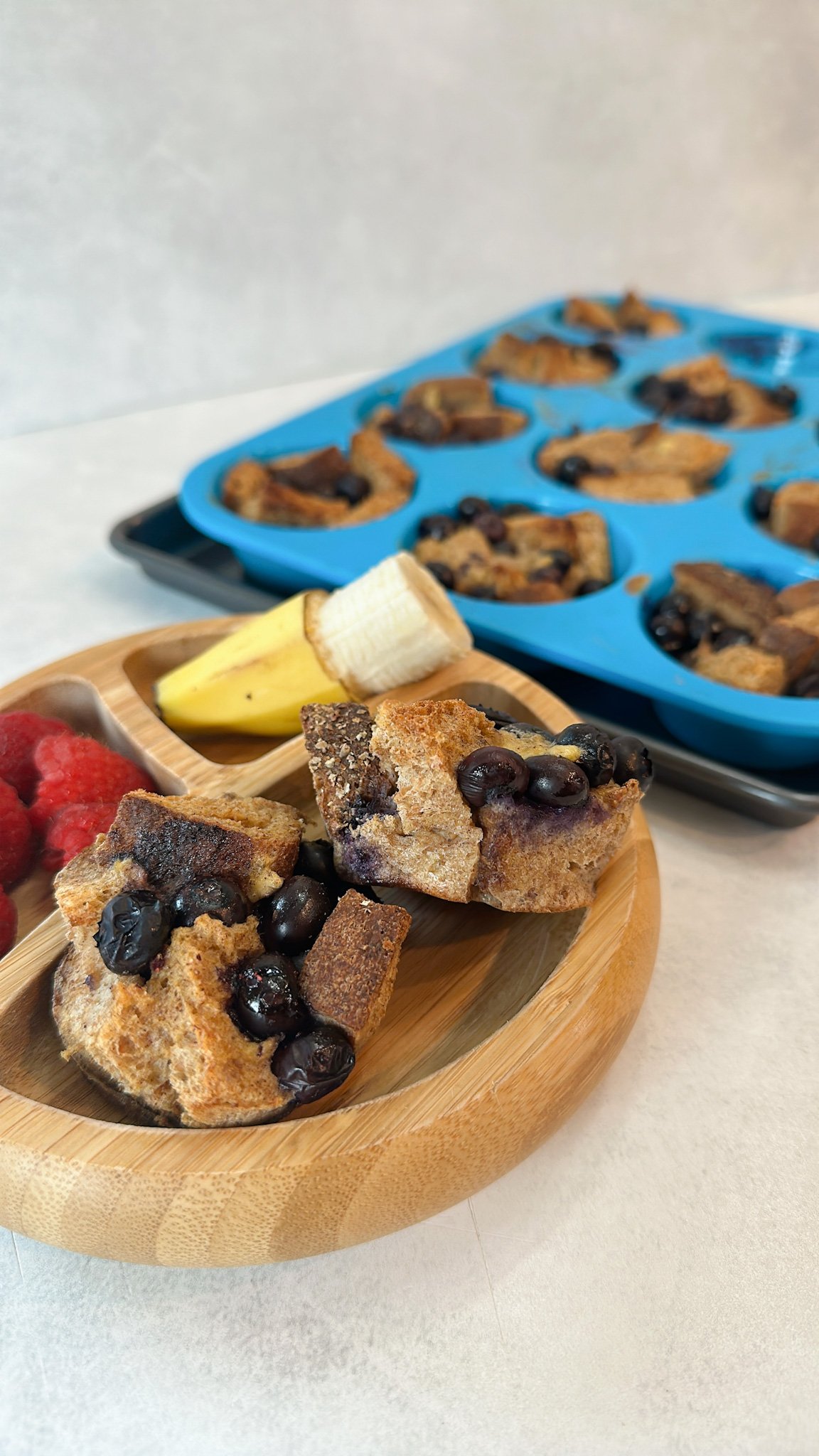 Blueberry french toast bake muffin cups.
