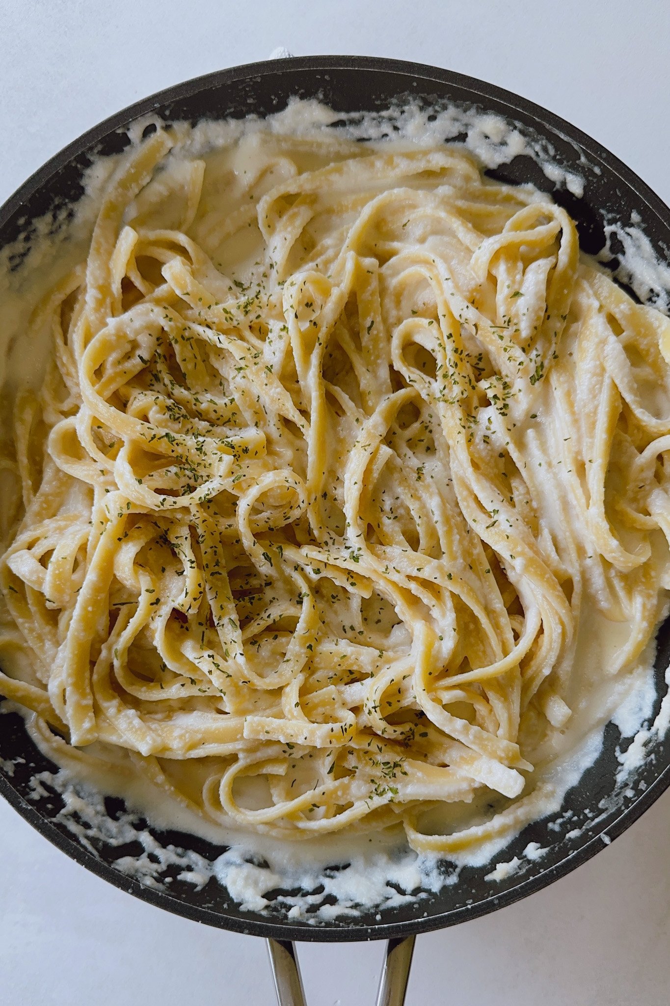 Creamy cauliflower linguini pasta.