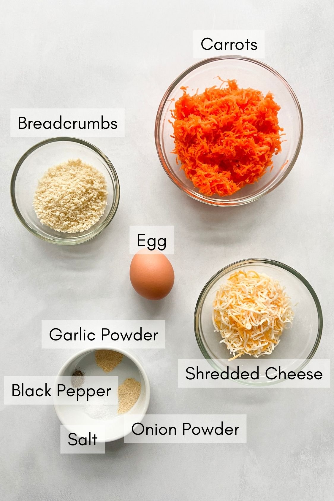 Ingredients to make cheesy carrot bites.