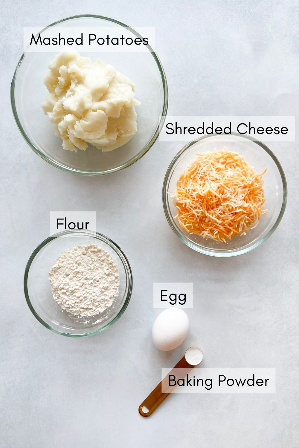 Ingredients to make leftover mashed potato waffles.
