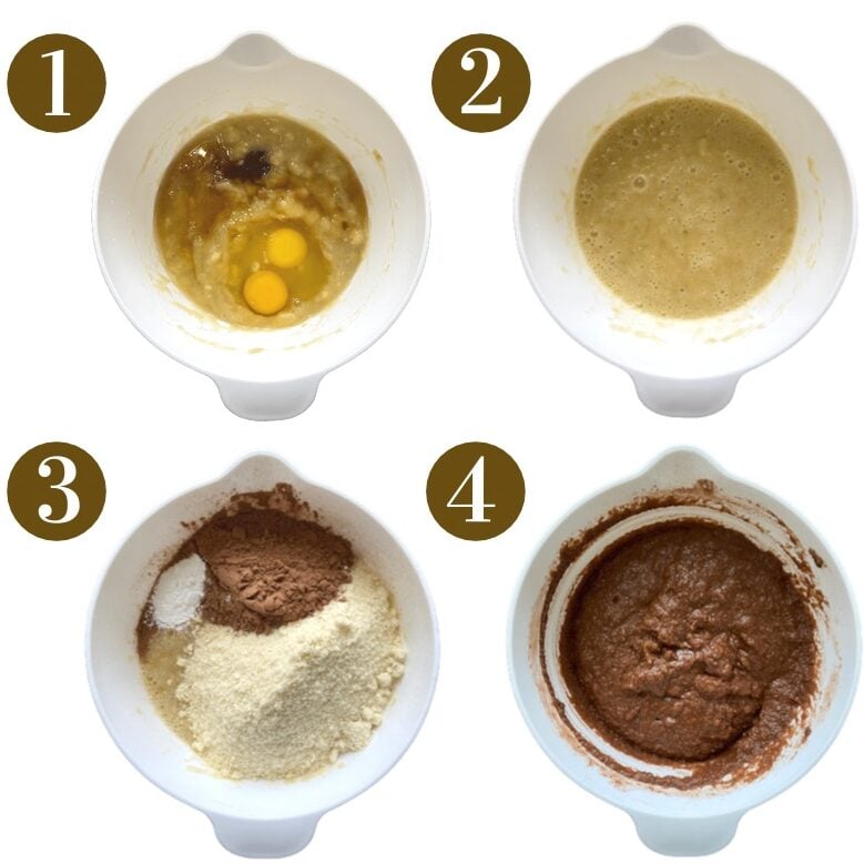 Steps to make chocolate brownie muffins.