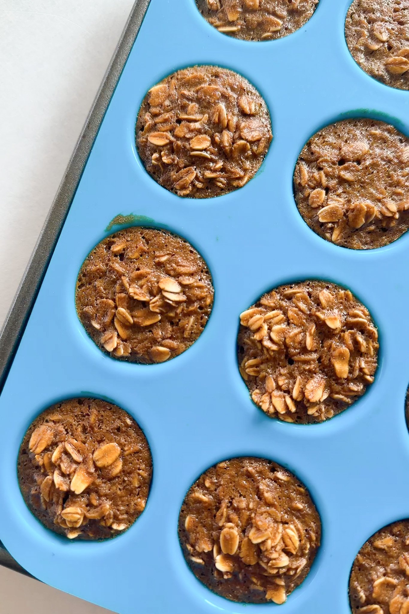 Gingerbread baked oat bites fresh out of the oven.