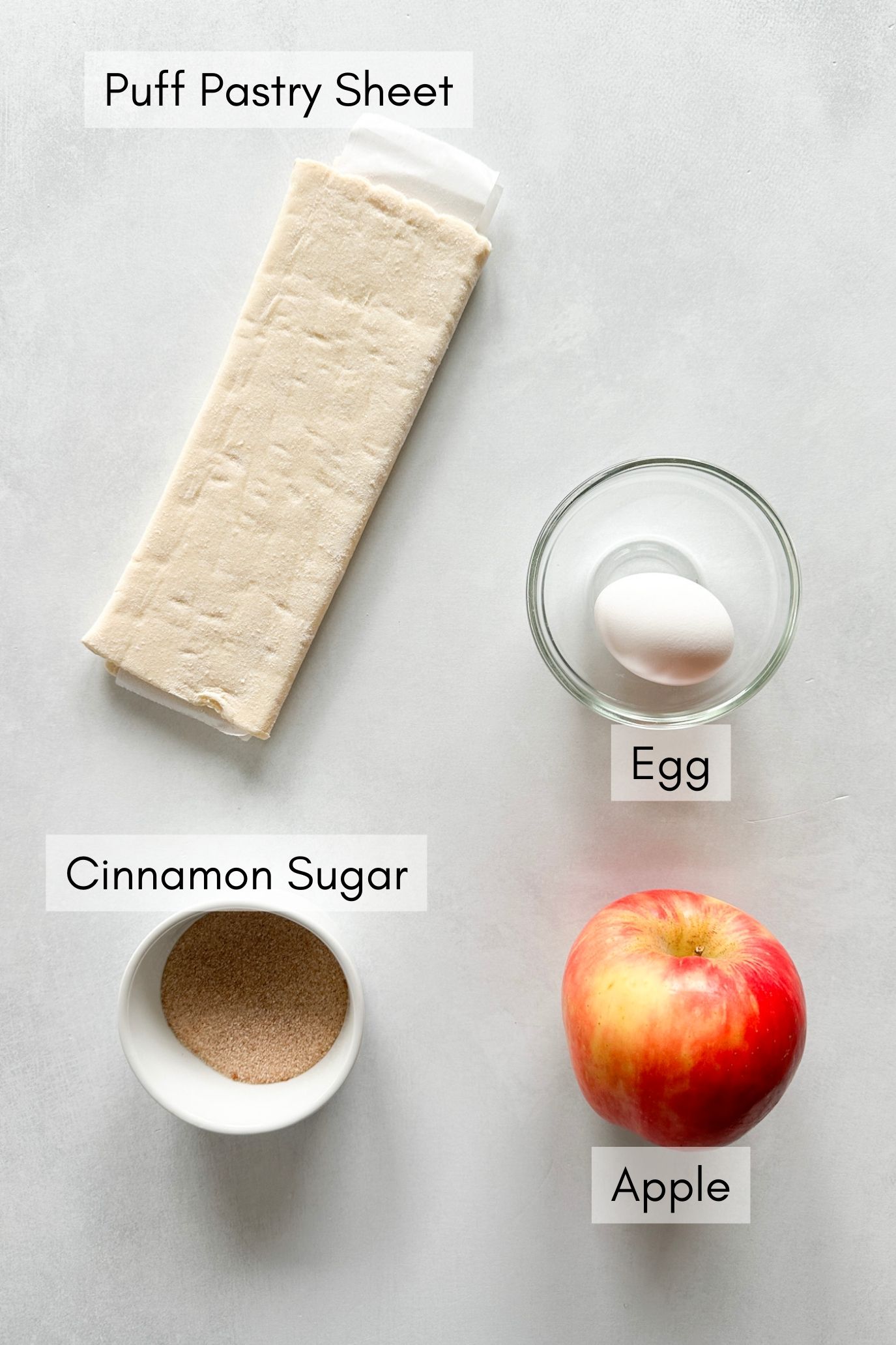 Ingredients to make cinnamon apple croissants.
