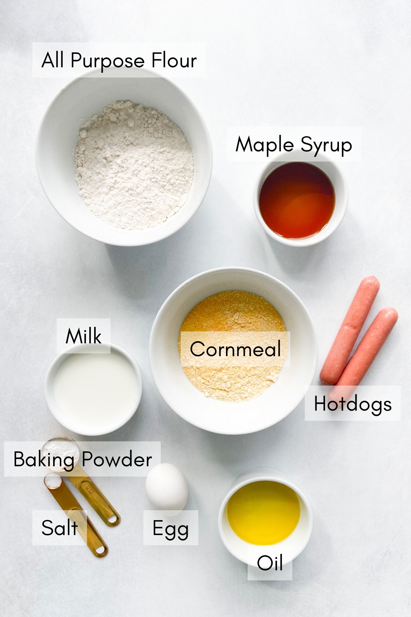 Ingredients to make corndog bites.