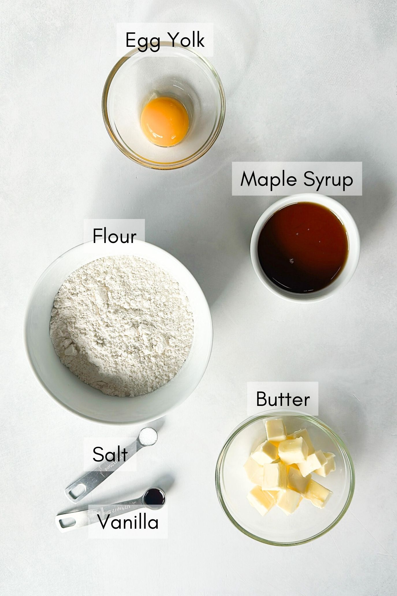 Ingredients to make maple sugar cookies.