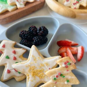 Maple sugar cookies served with berries and yogurt.