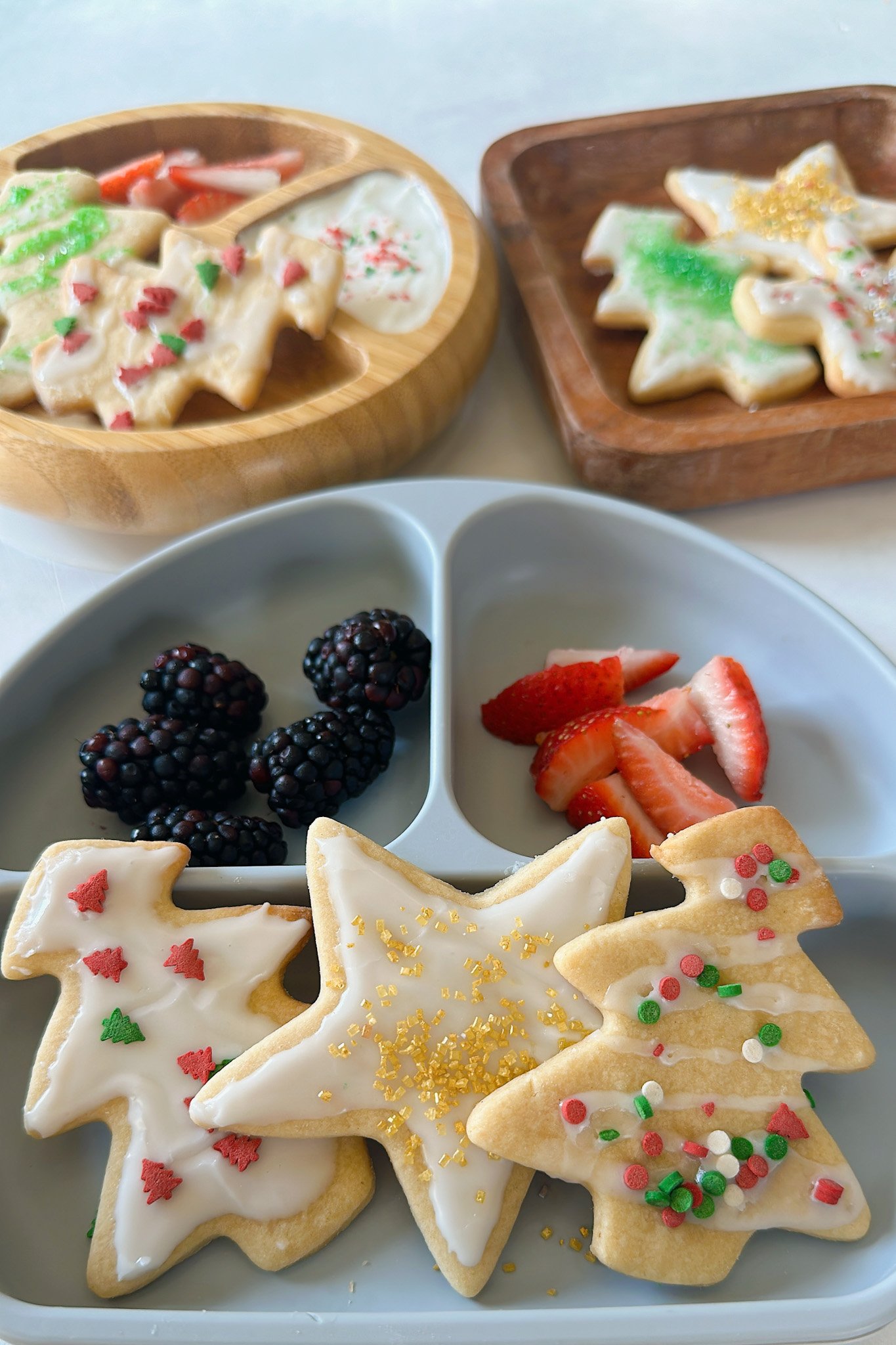 Maple sugar cookies served with berries and yogurt.