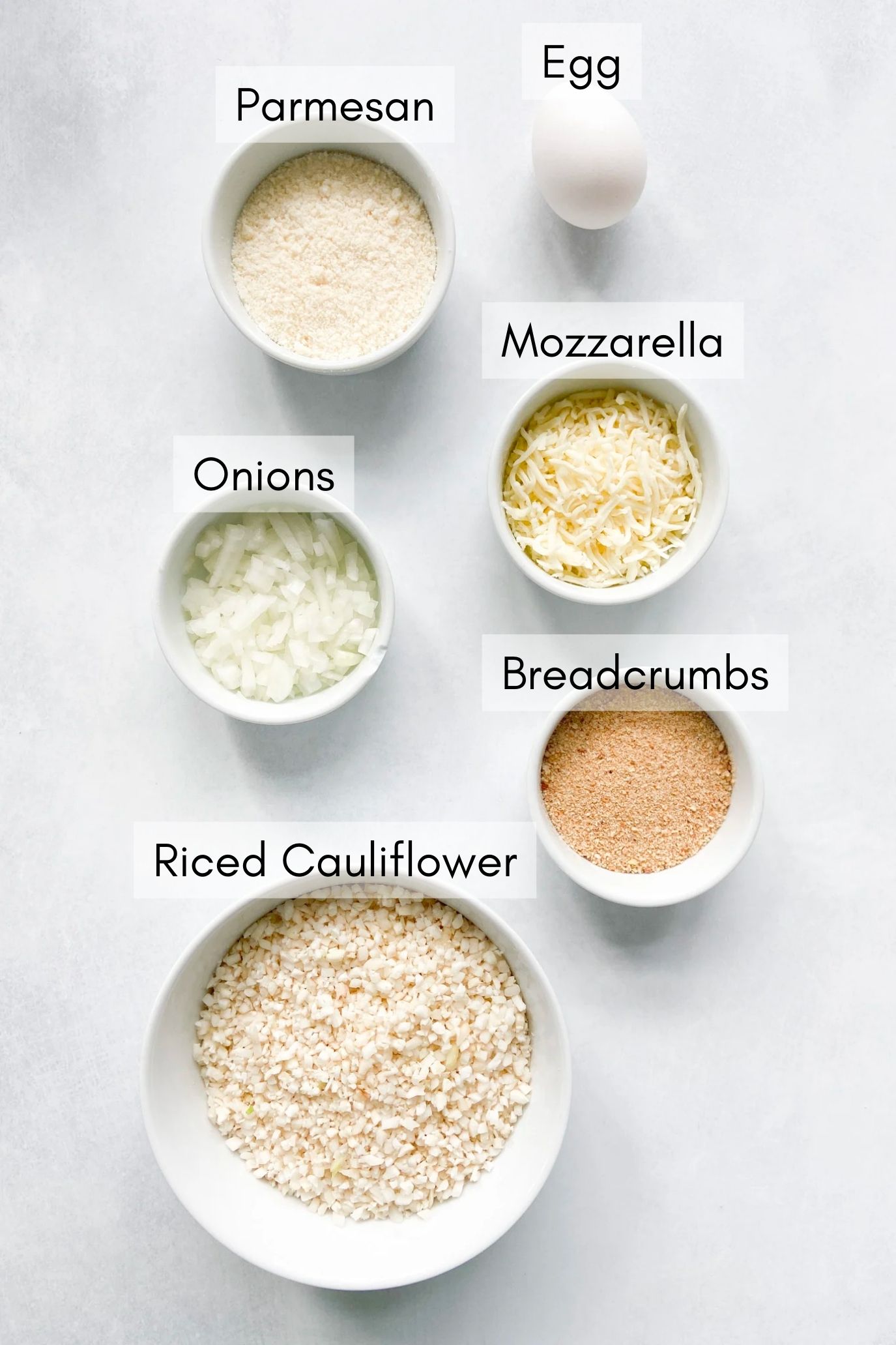 Ingredients to make cauliflower tots.