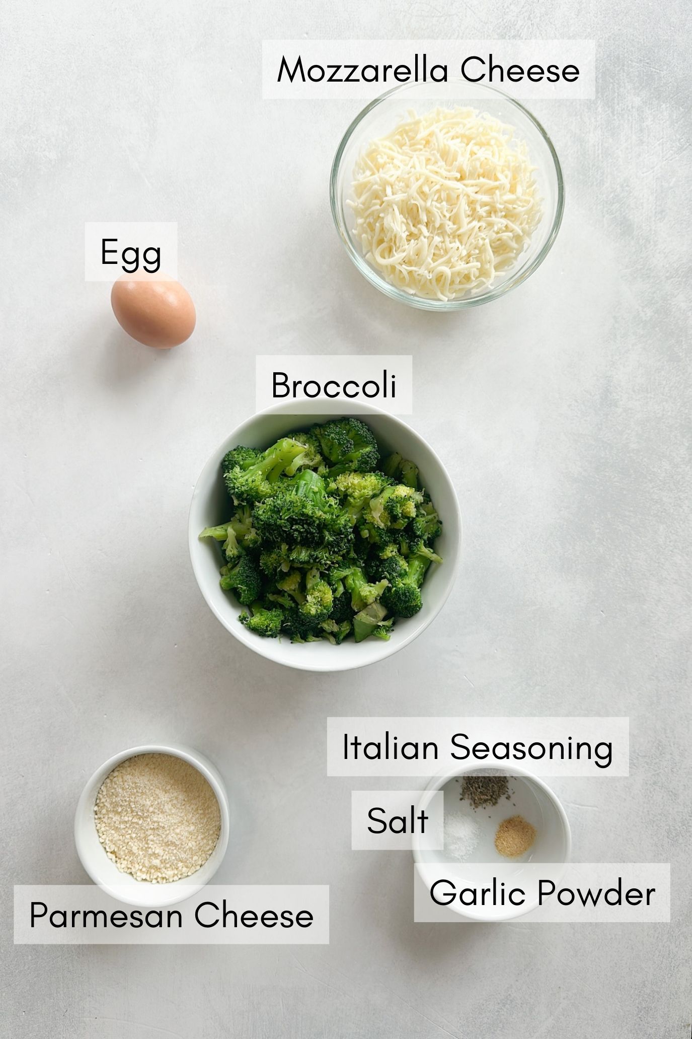Ingredients to make broccoli cheese bread.