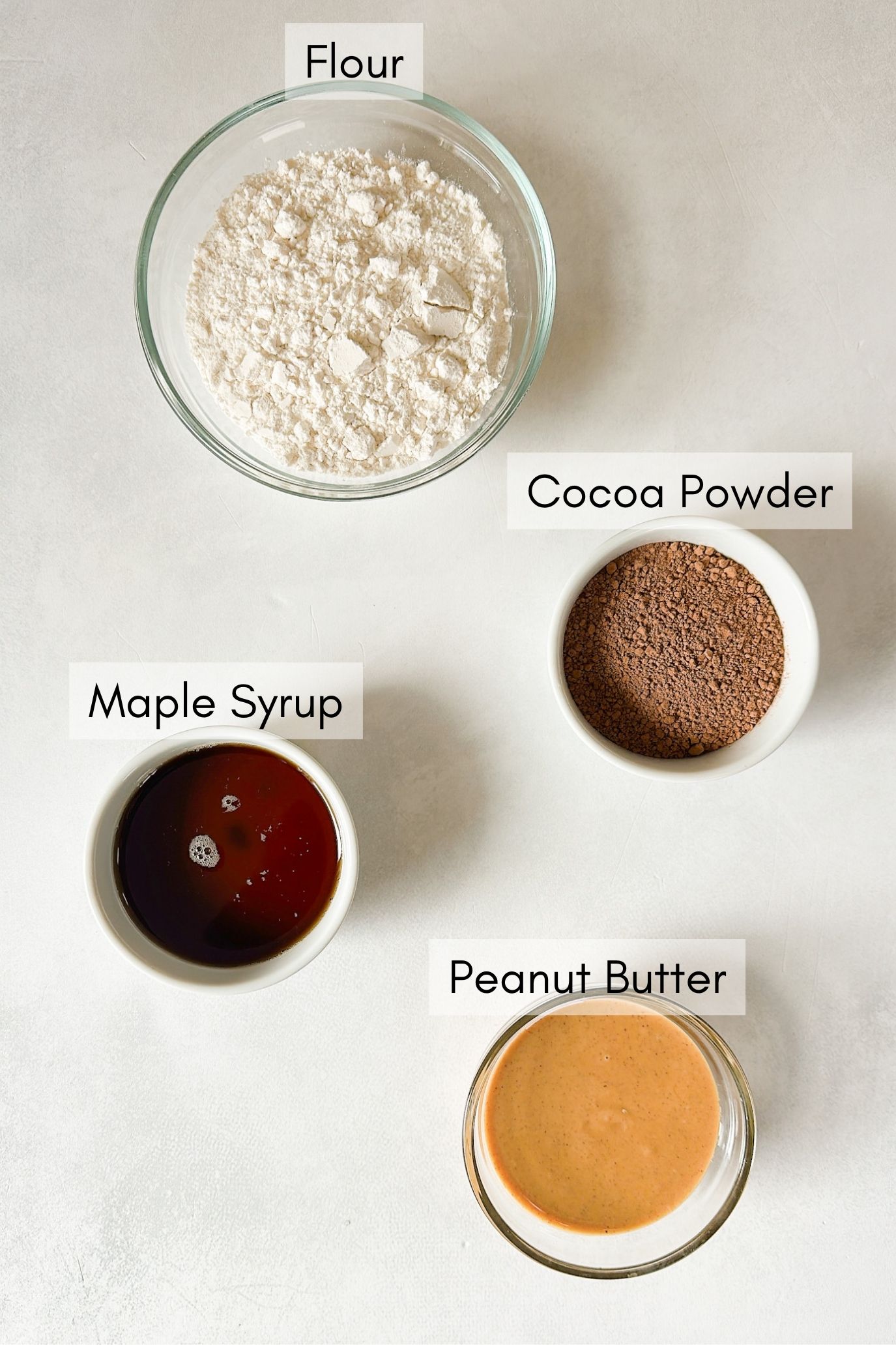 Ingredients to make cocoa puffs cereal.