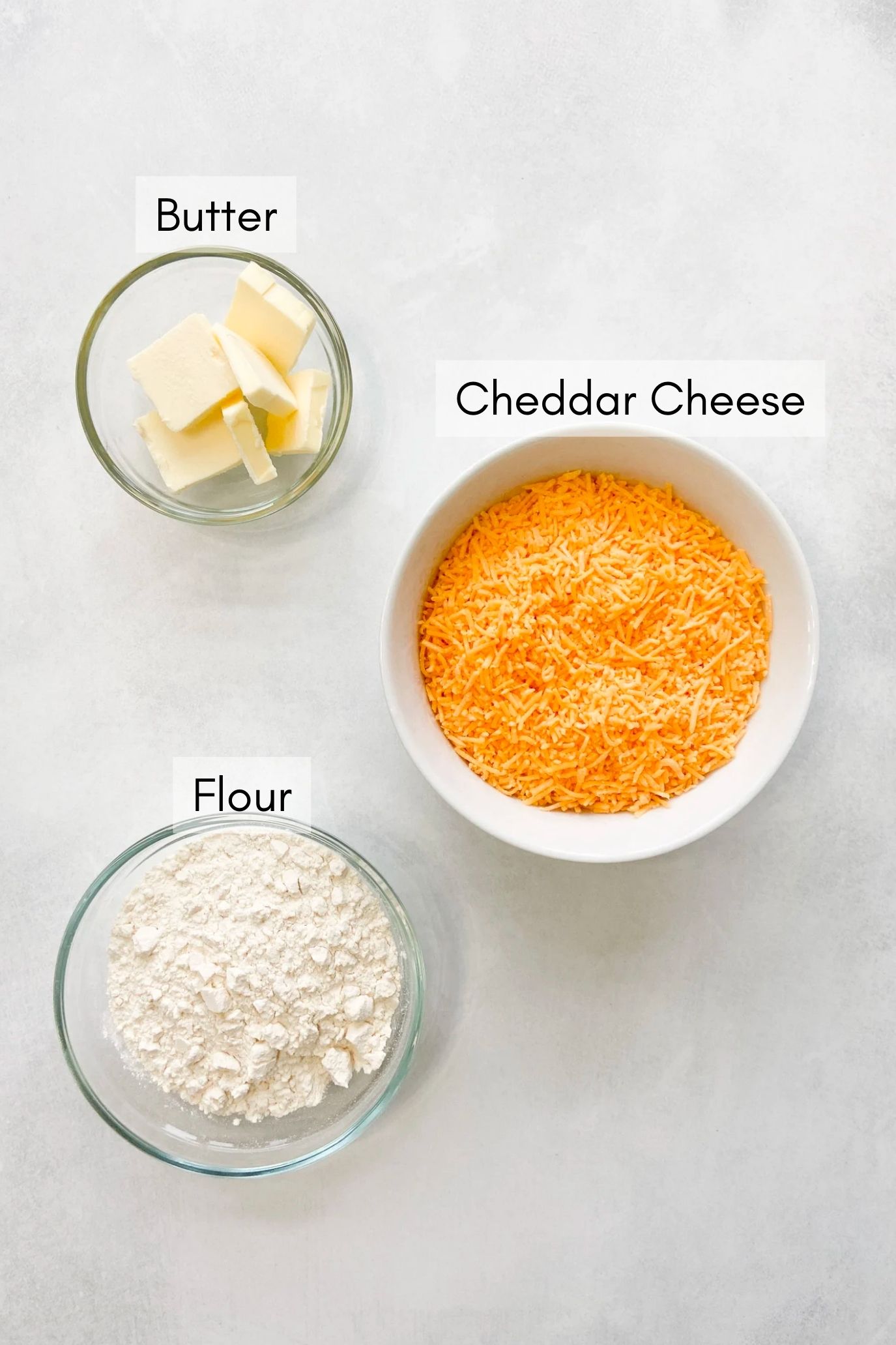 Ingredients to make homemade goldfish crackers.