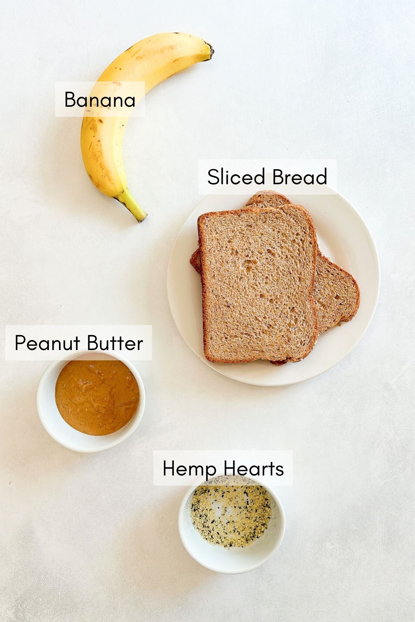 Ingredients to make peanut butter banana sushi
