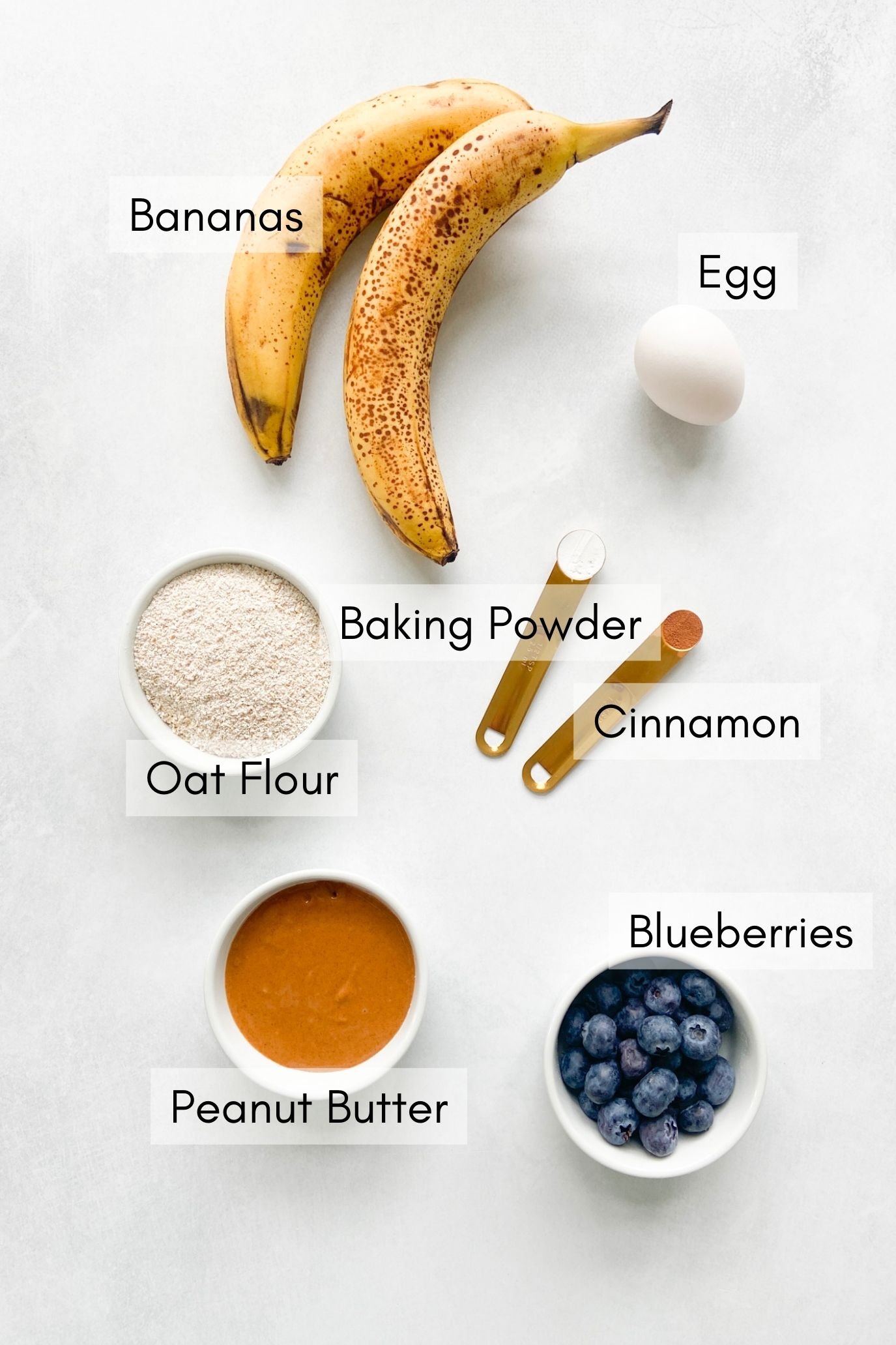 Ingredients to make peanut butter and jelly muffins.