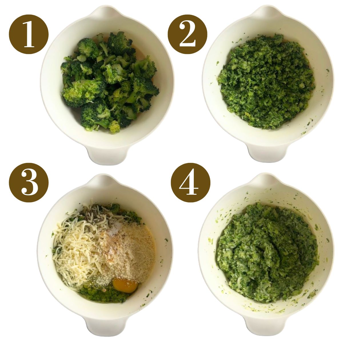 Steps to make broccoli cheese bread.