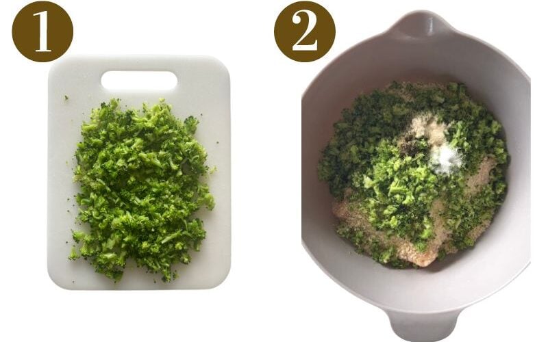 Steps to make chicken and broccoli meatballs.