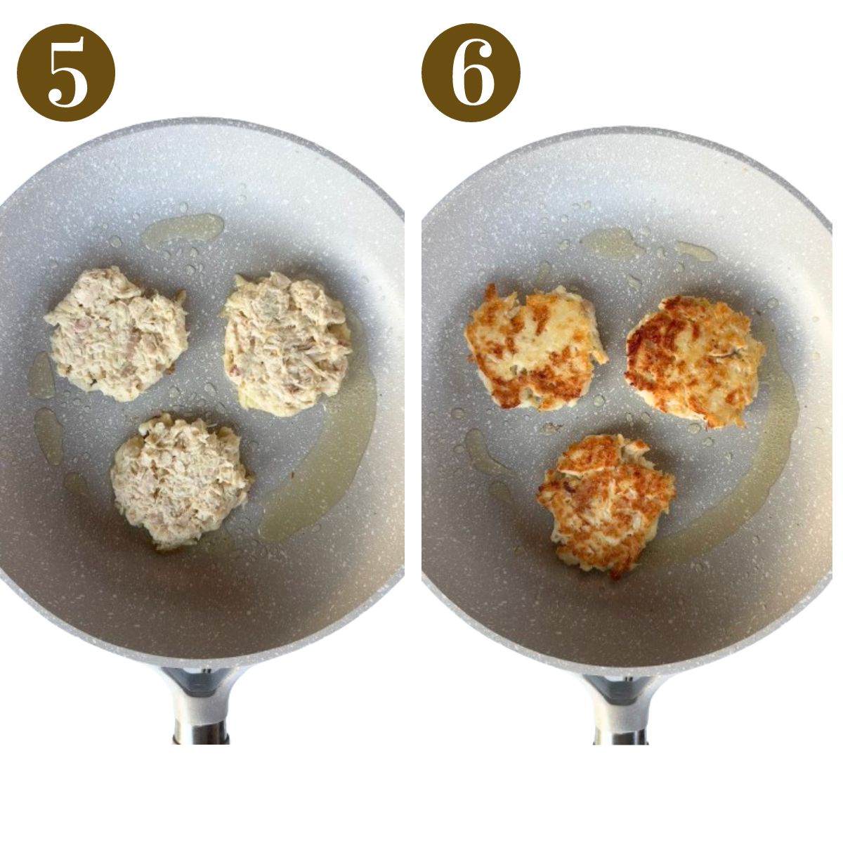 Steps to make chicken fritters.