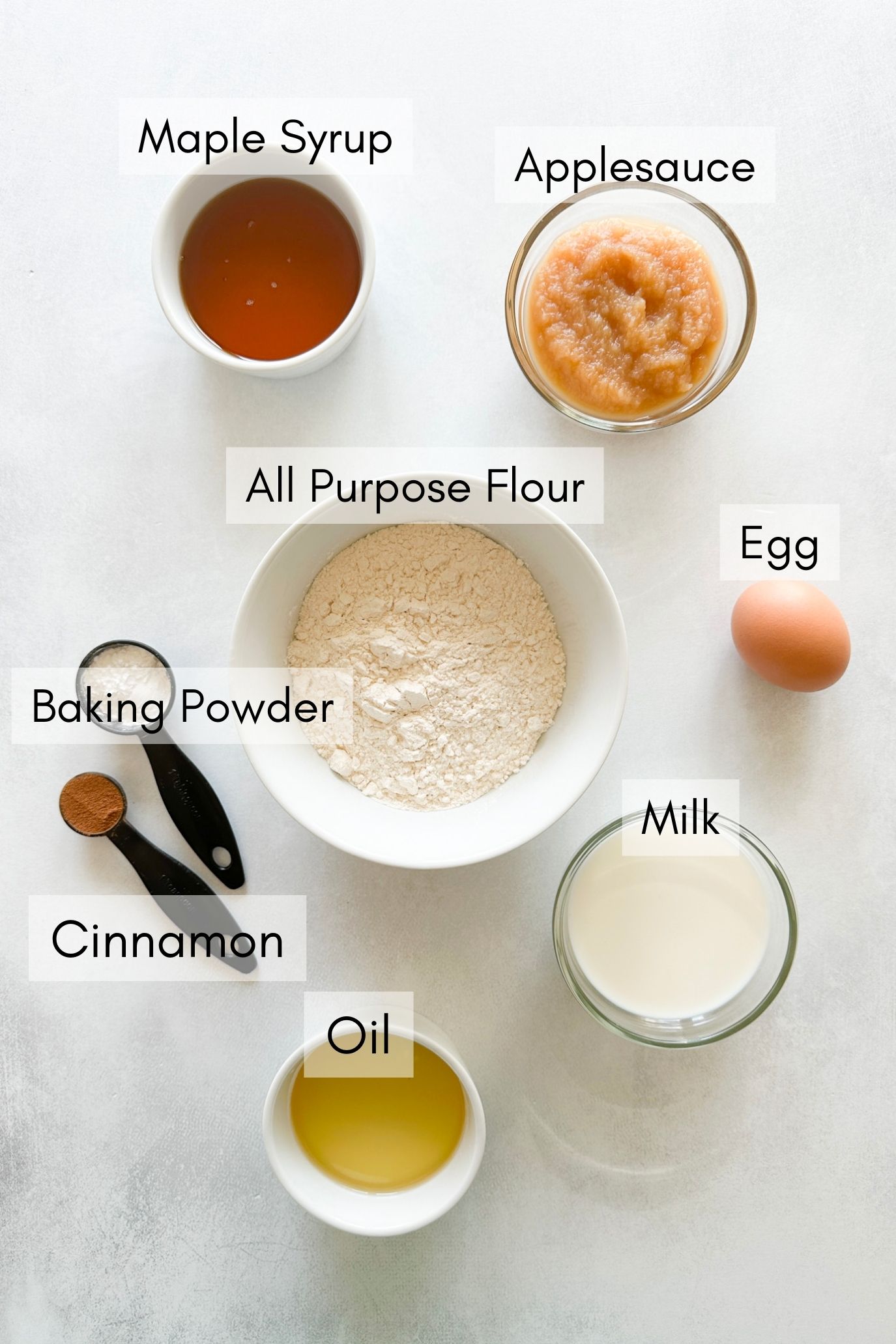 Ingredients to make cinnamon muffins.