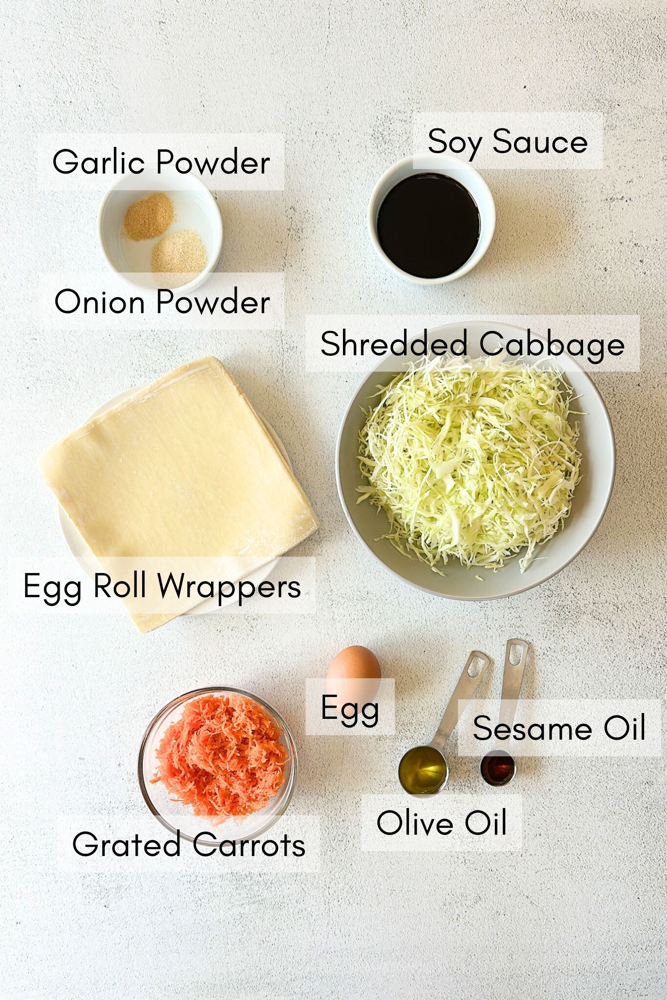Ingredients to make air fryer egg rolls.