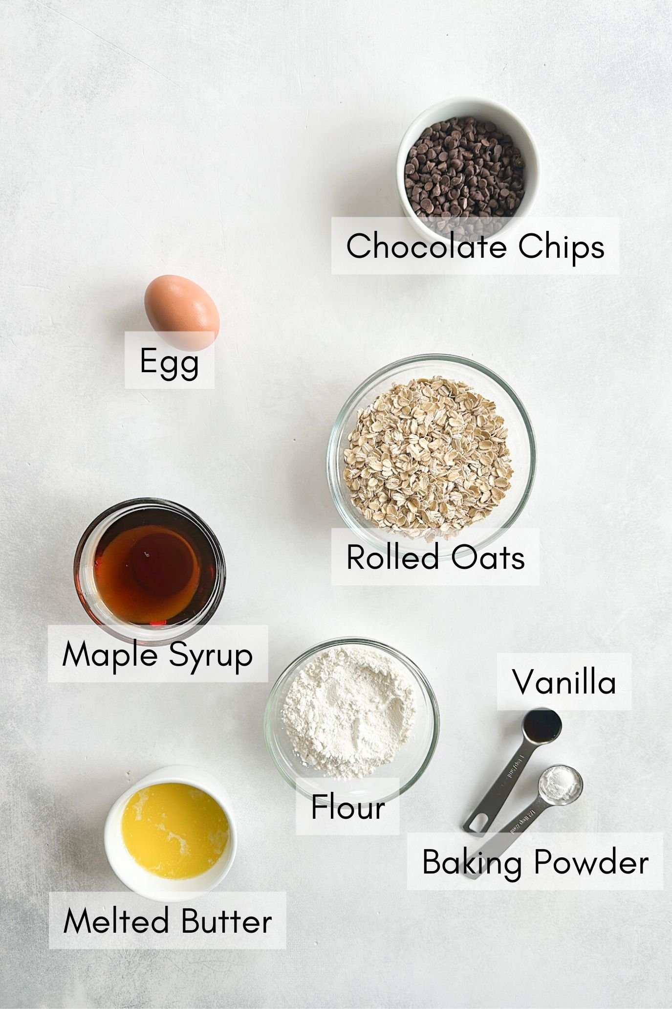 Ingredients to make maple oatmeal cookies.